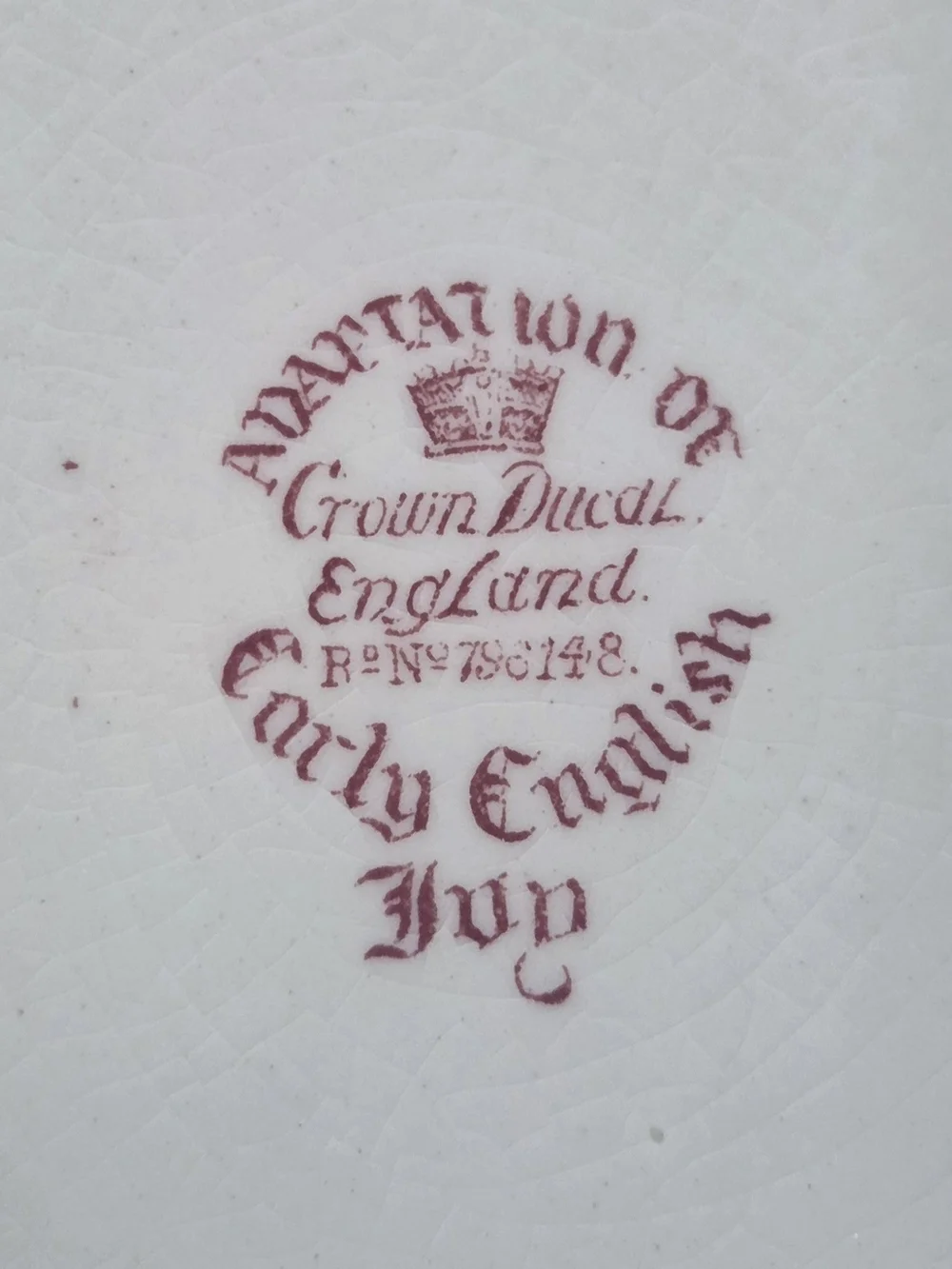 1930's Vintage Antique Early English Ivy Pink by Crown Ducal ~ Bin Q